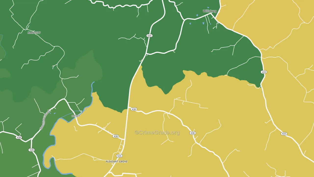 Litsey, KY Map of Theft Rates
