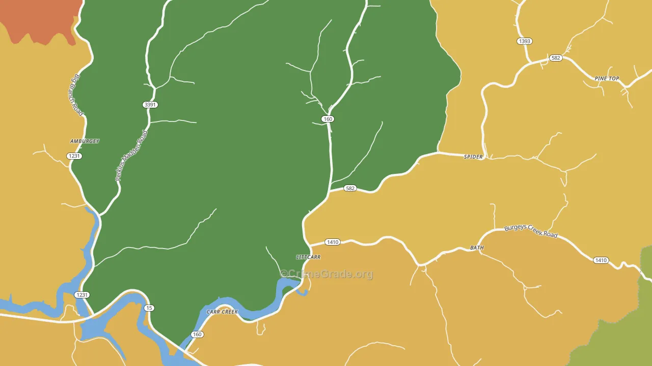 Littcarr, KY Map of Theft Rates