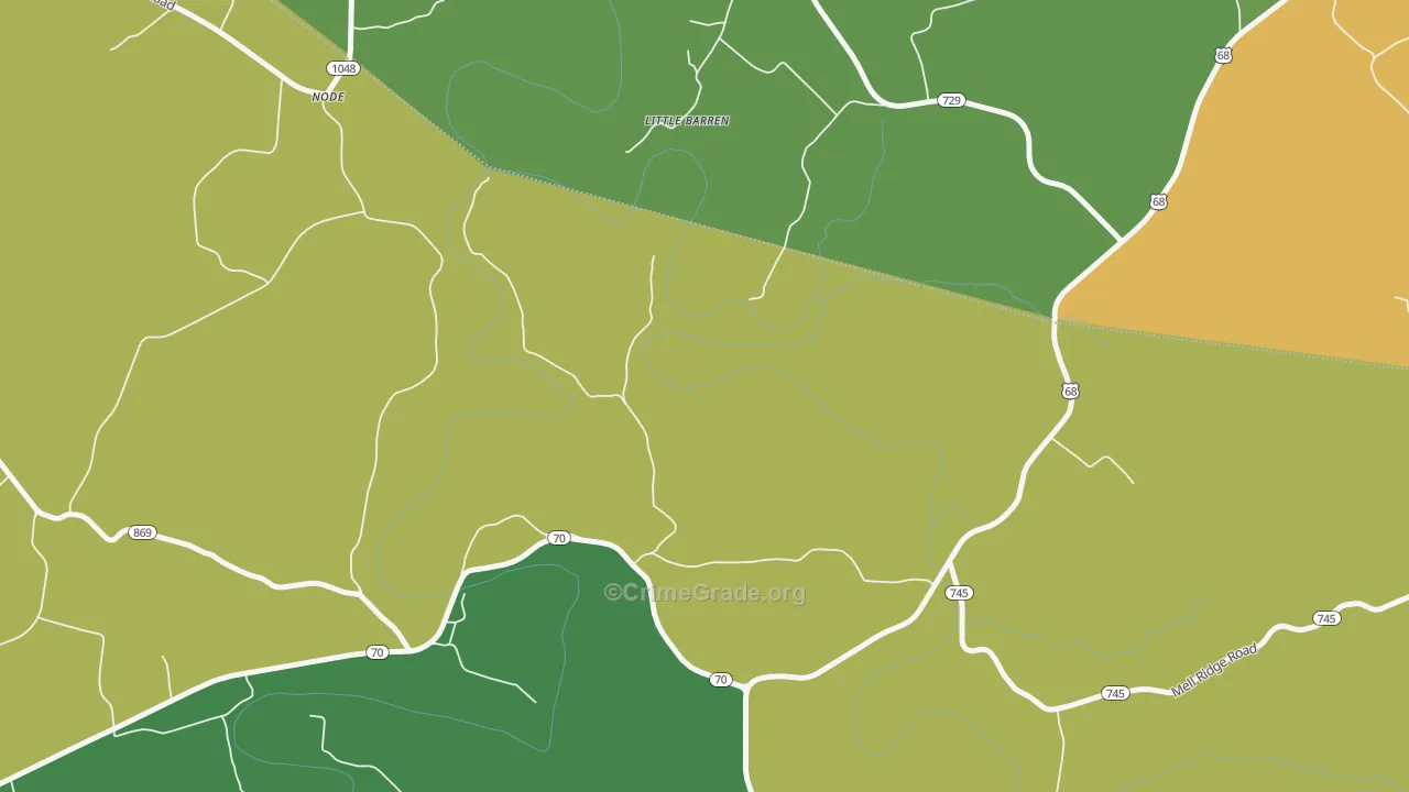 Little Barren, KY Map of Theft Rates