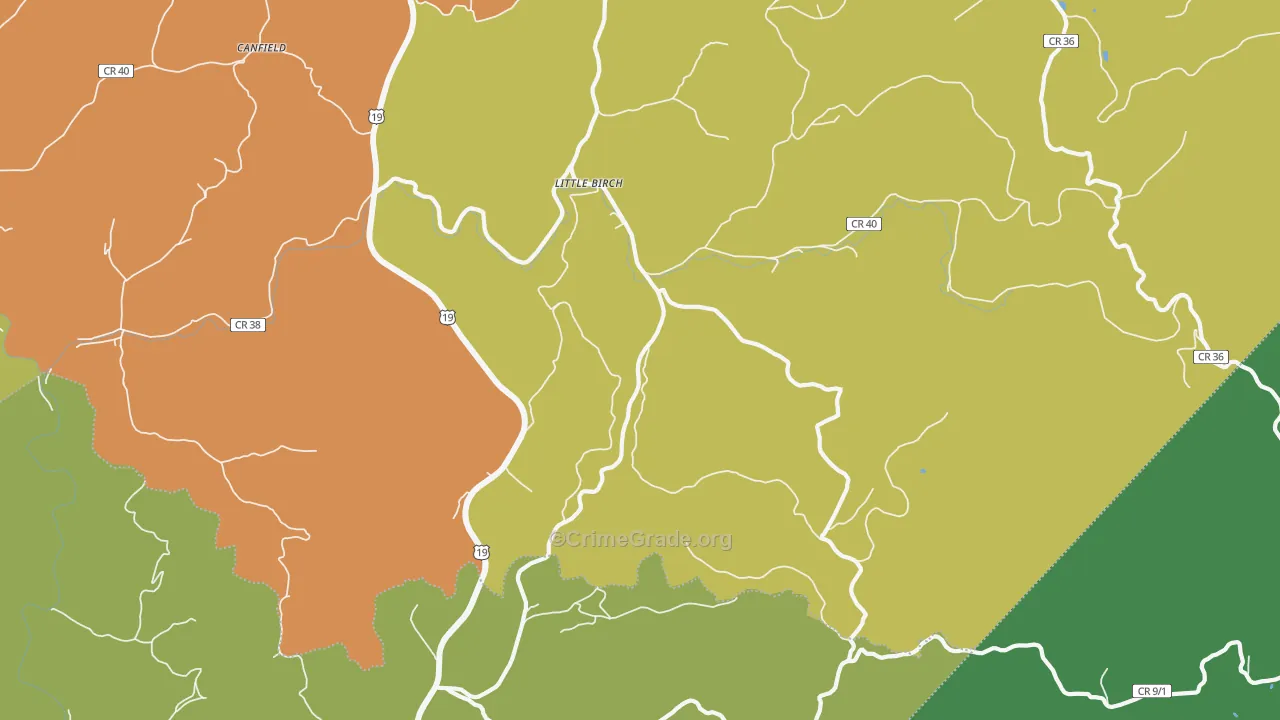 Little Birch, WV Map of Theft Rates