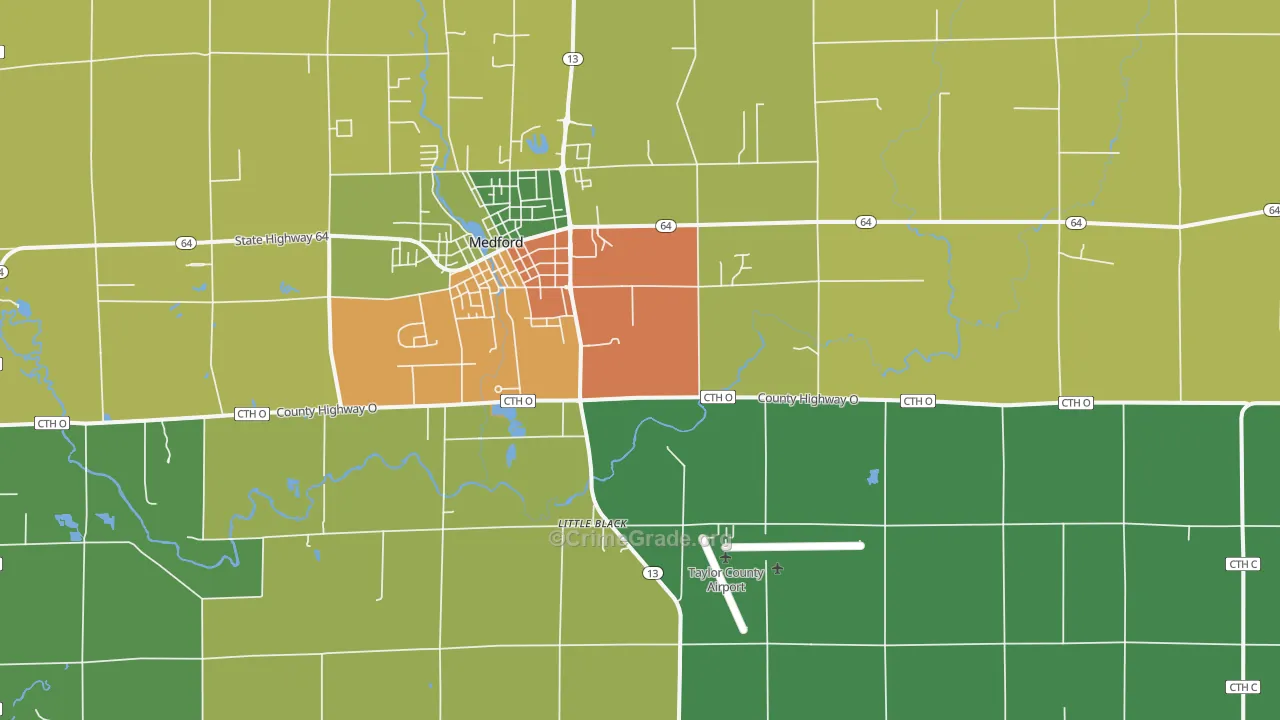 Little Black, WI Map of Theft Rates