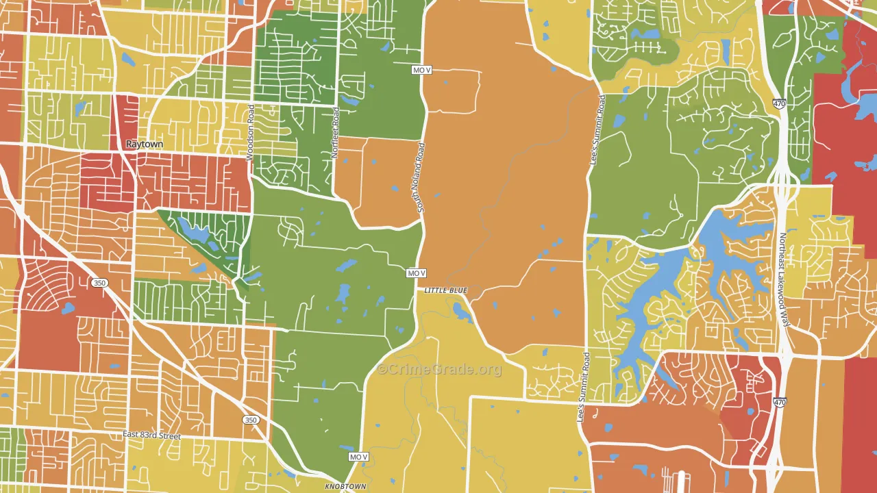 Little Blue Valley, Kansas City, MO Map of Theft Rates