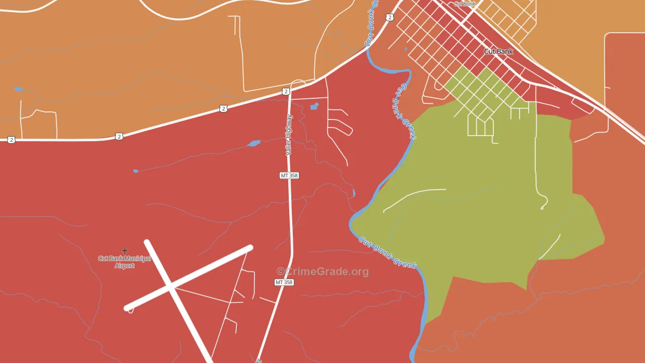 Little Browning, MT Map of Theft Rates