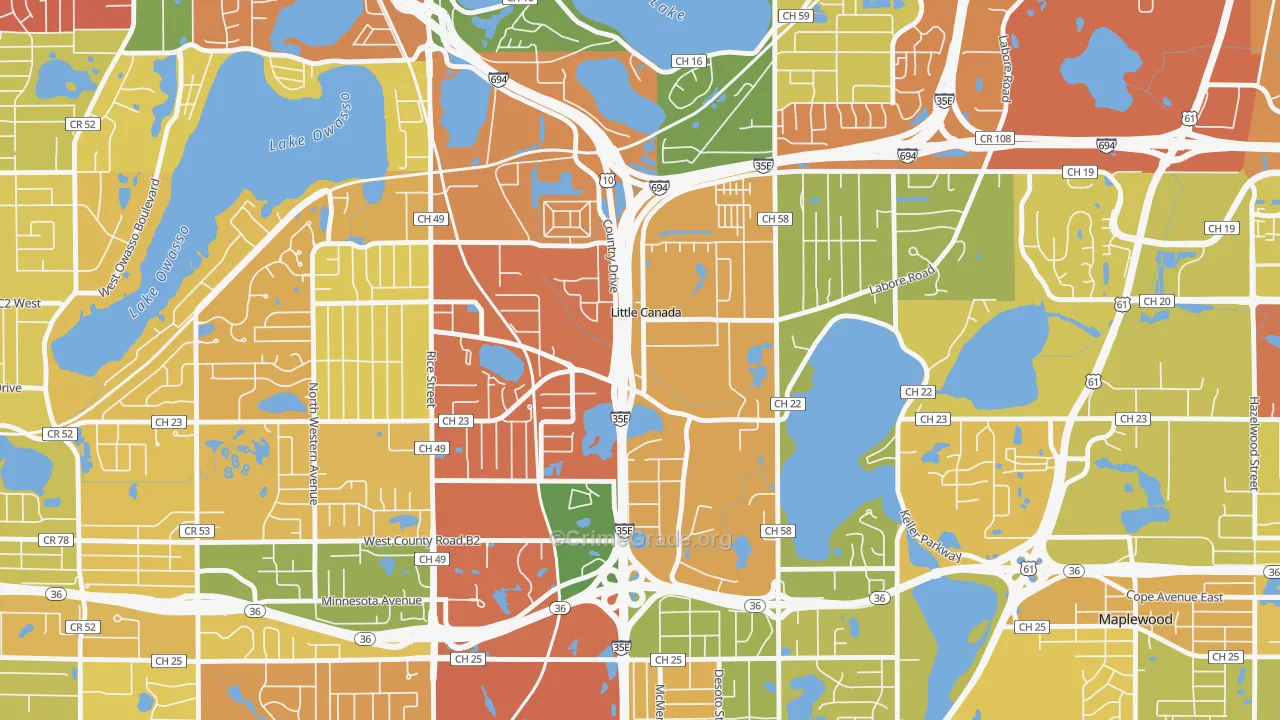 Little Canada, MN Map of Theft Rates