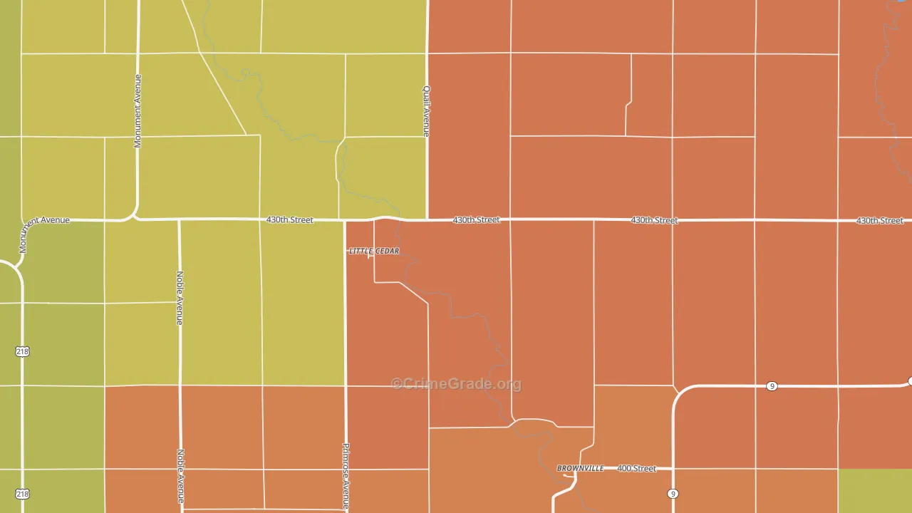 Little Cedar, IA Map of Theft Rates
