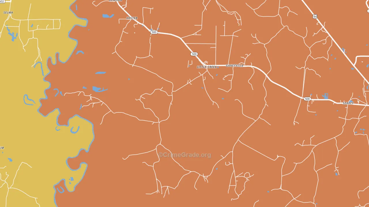 Little Creek, LA Map of Theft Rates