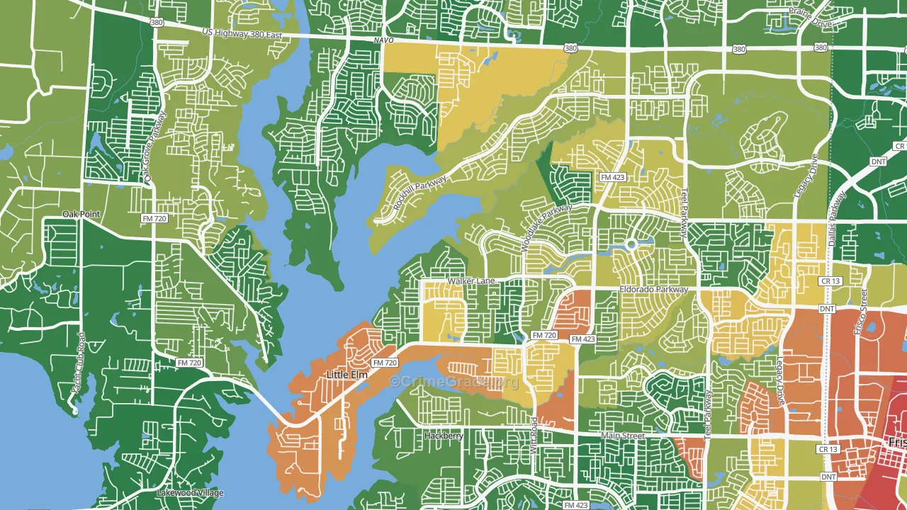 Little Elm, TX Map of Theft Rates