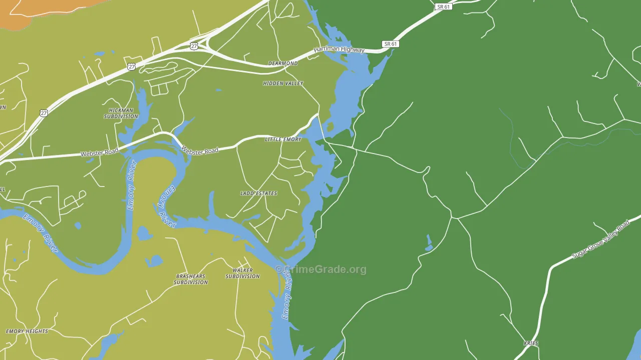Little Emory, TN Map of Theft Rates