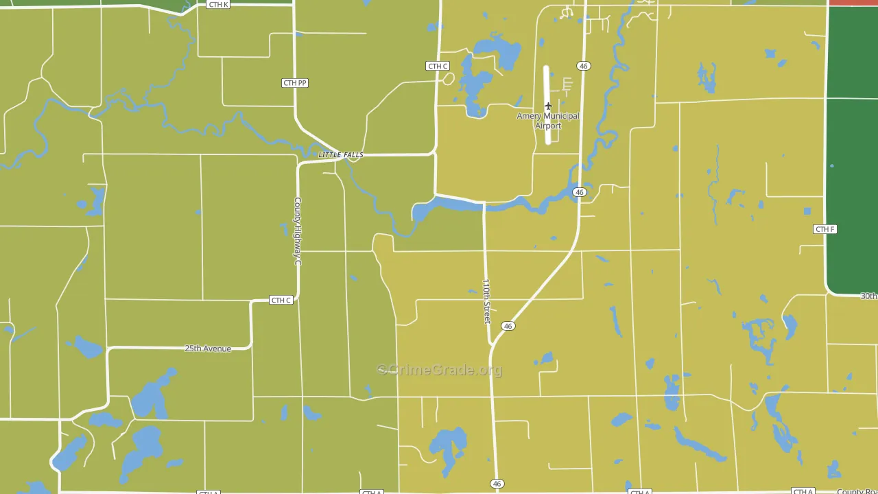 Little Falls, WI Map of Theft Rates
