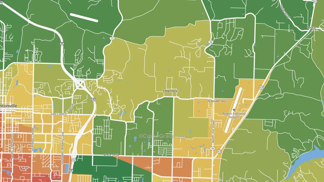 Little Flock, AR Map of Theft Rates