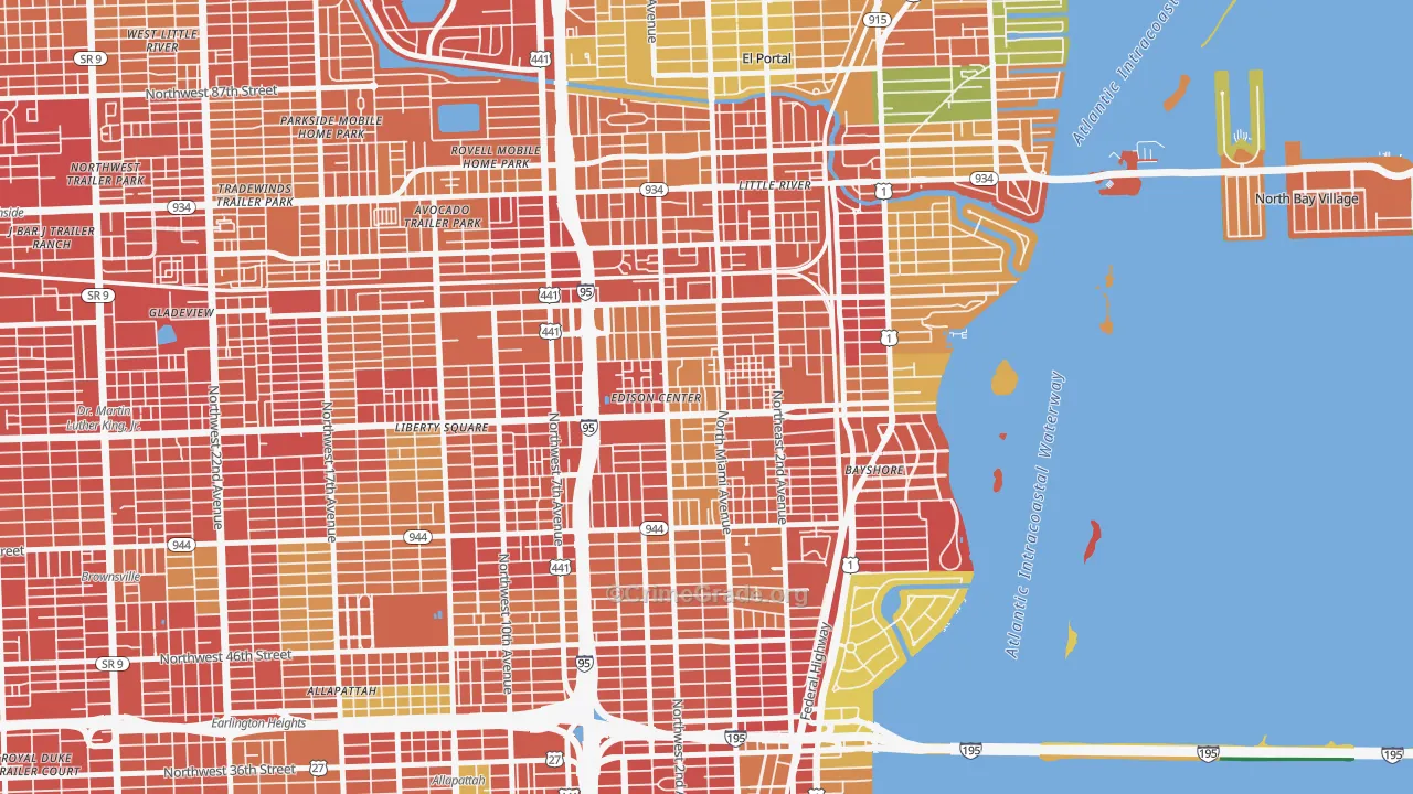 Little Haiti, Miami, FL Map of Theft Rates