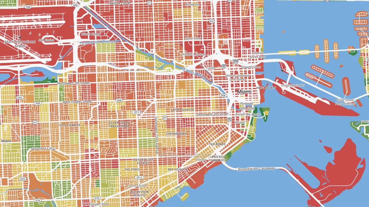Little Havana, Miami, FL Map of Theft Rates