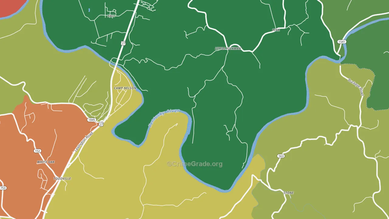 Little Hickman, KY Map of Theft Rates