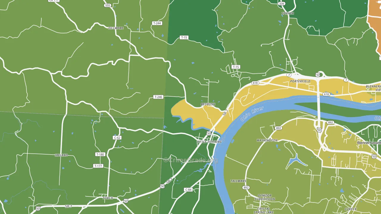 Little Hocking, OH Map of Theft Rates