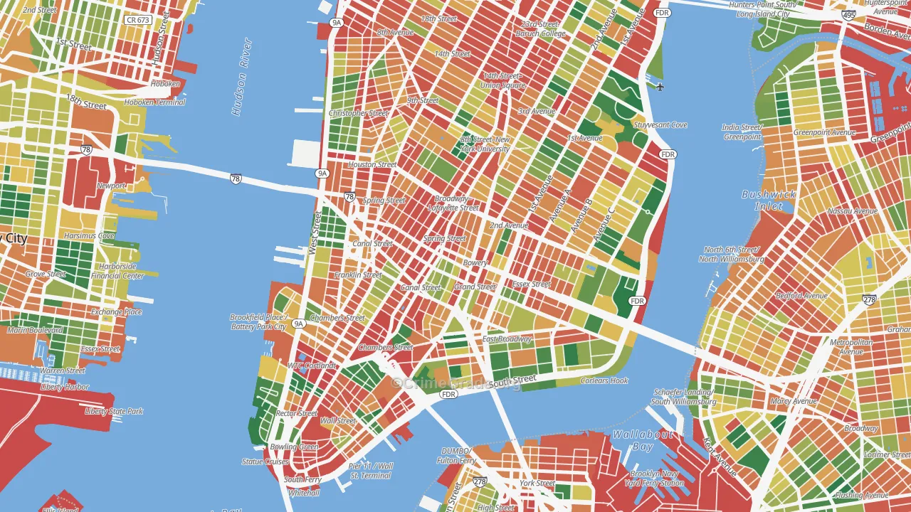 Little Italy, Manhattan, NY Map of Theft Rates