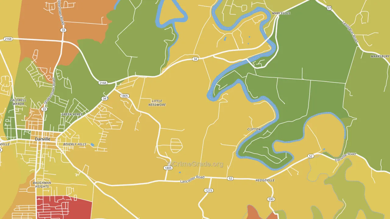 Little Needmore, KY Map of Theft Rates