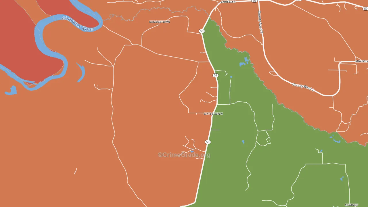 Little River, AL Map of Theft Rates
