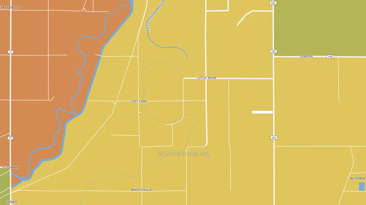 Little River, AR Map of Theft Rates
