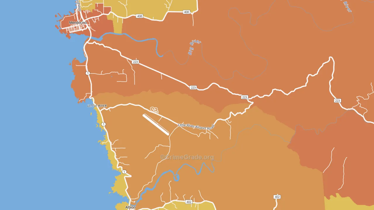 Little River, CA Map of Theft Rates