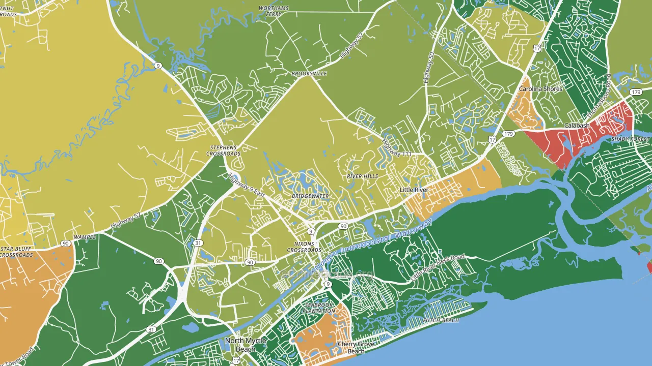 Little River, SC Map of Theft Rates