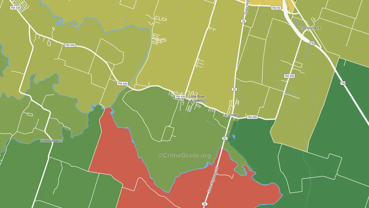 Little River, TX Map of Theft Rates