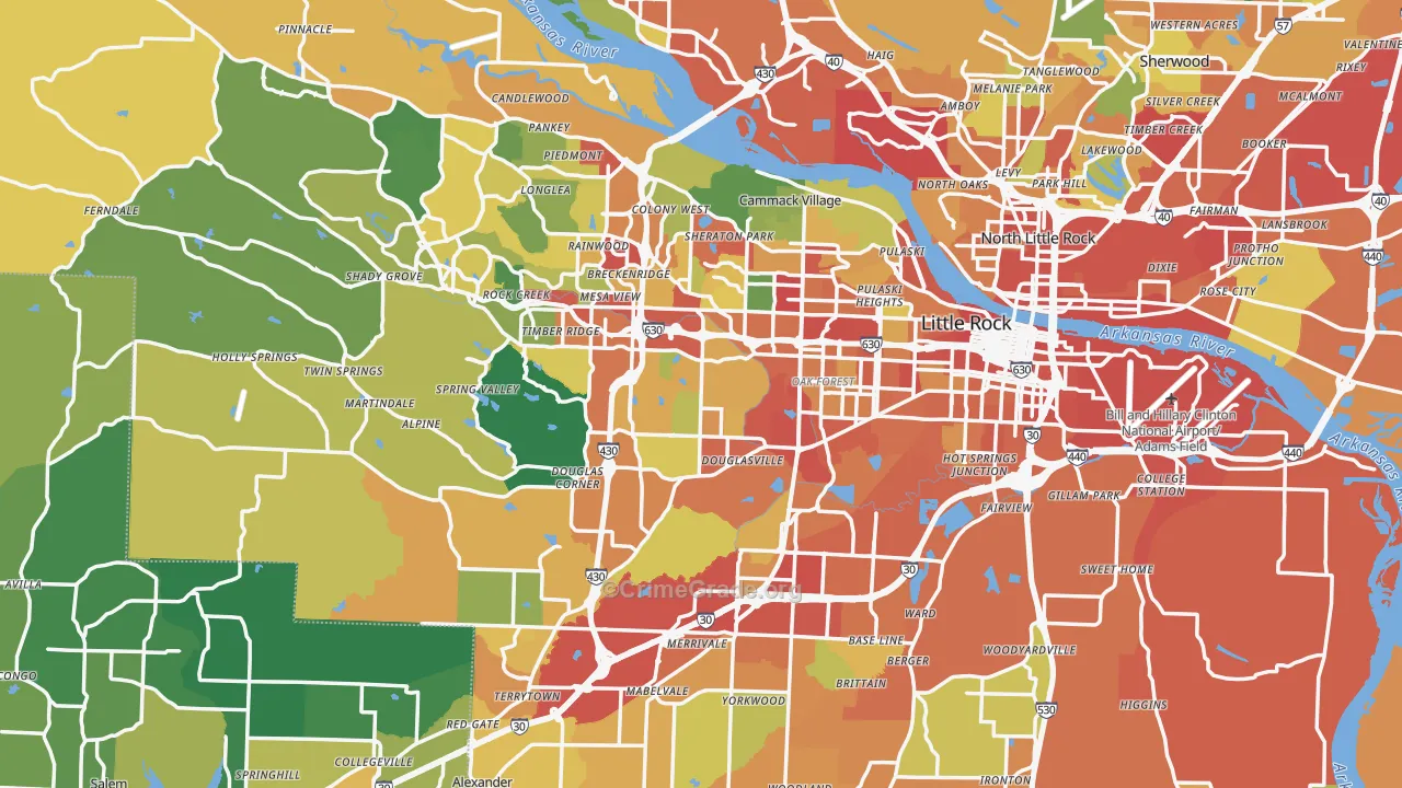 Little Rock, AR Map of Theft Rates