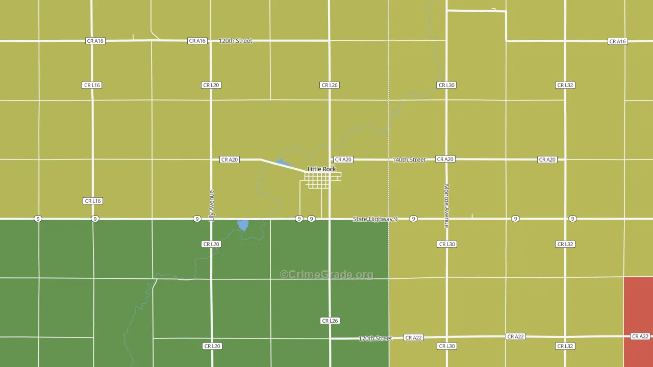 Little Rock, IA Map of Theft Rates