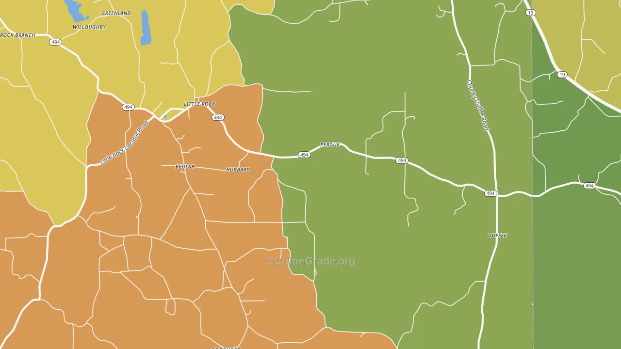 Little Rock, MS Map of Theft Rates