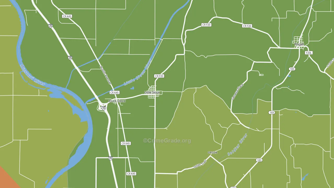 Little Sioux, IA Map of Theft Rates