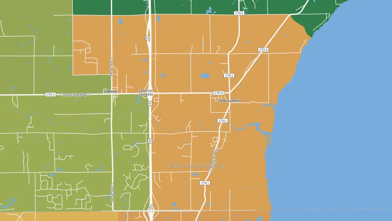 Little Suamico, WI Map of Theft Rates