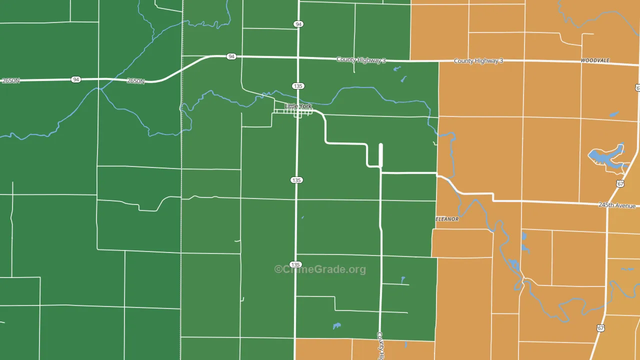 Little York, IL Map of Theft Rates