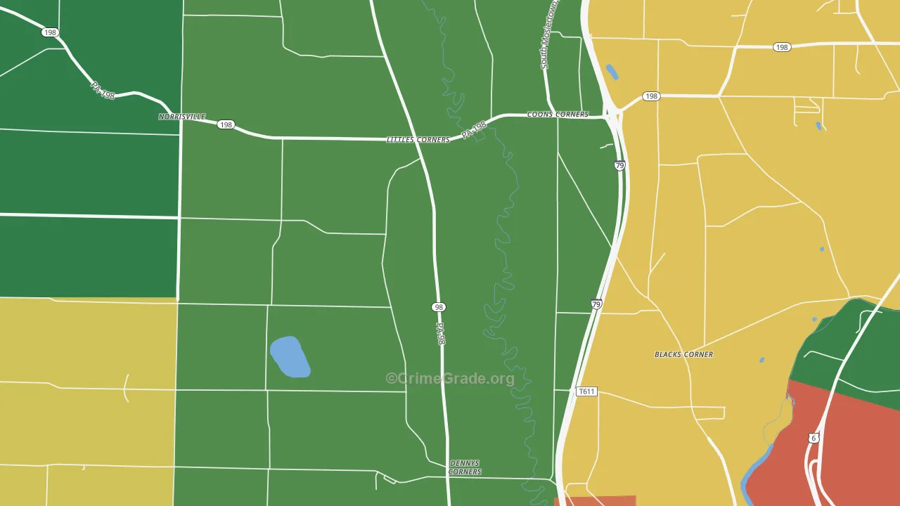 Littles Corners, PA Map of Theft Rates