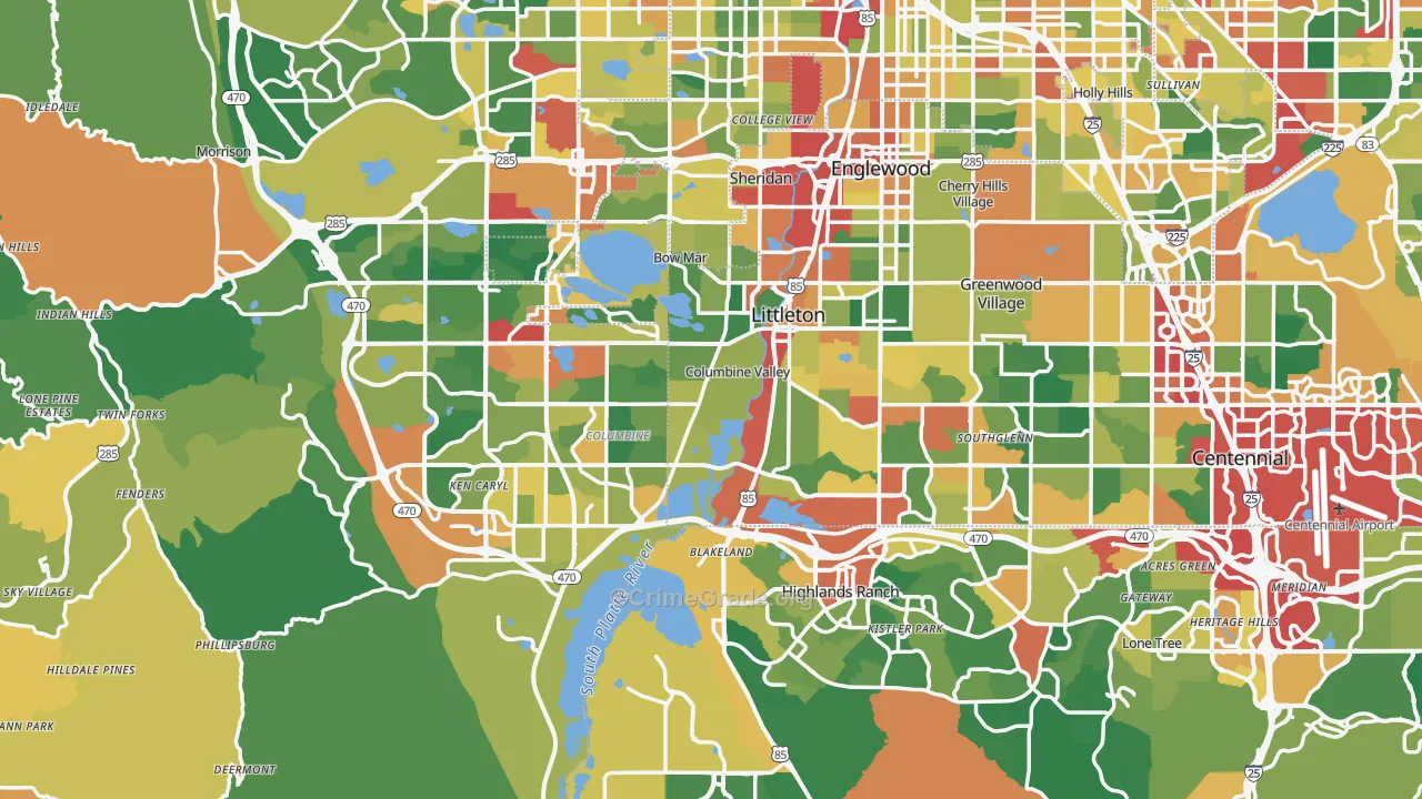 Littleton, CO Map of Theft Rates
