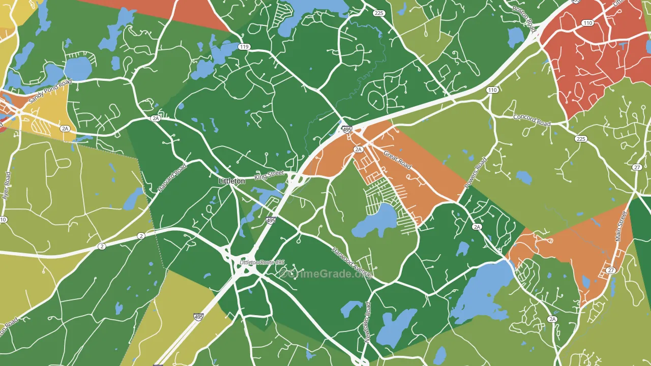 Littleton, MA Map of Theft Rates