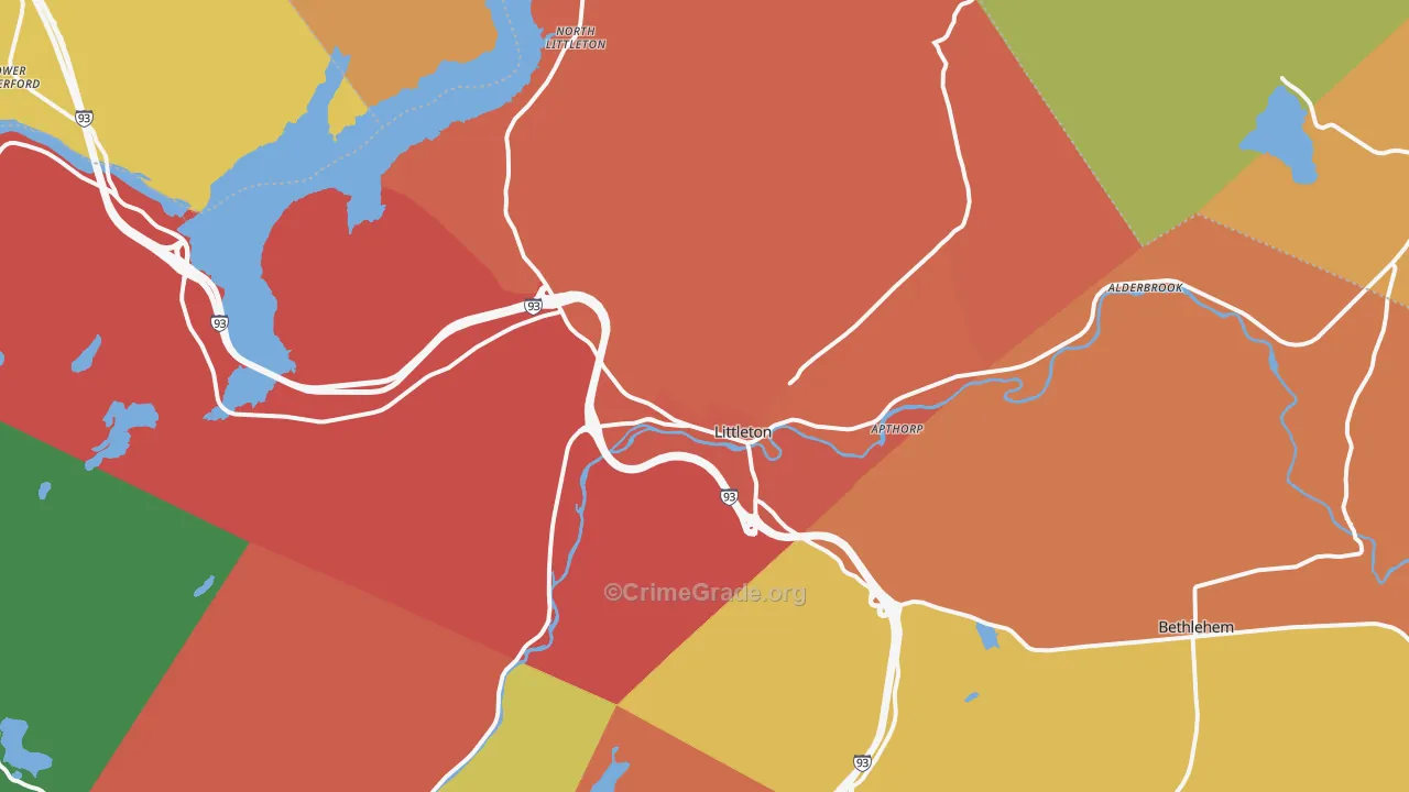 Littleton, NH Map of Theft Rates