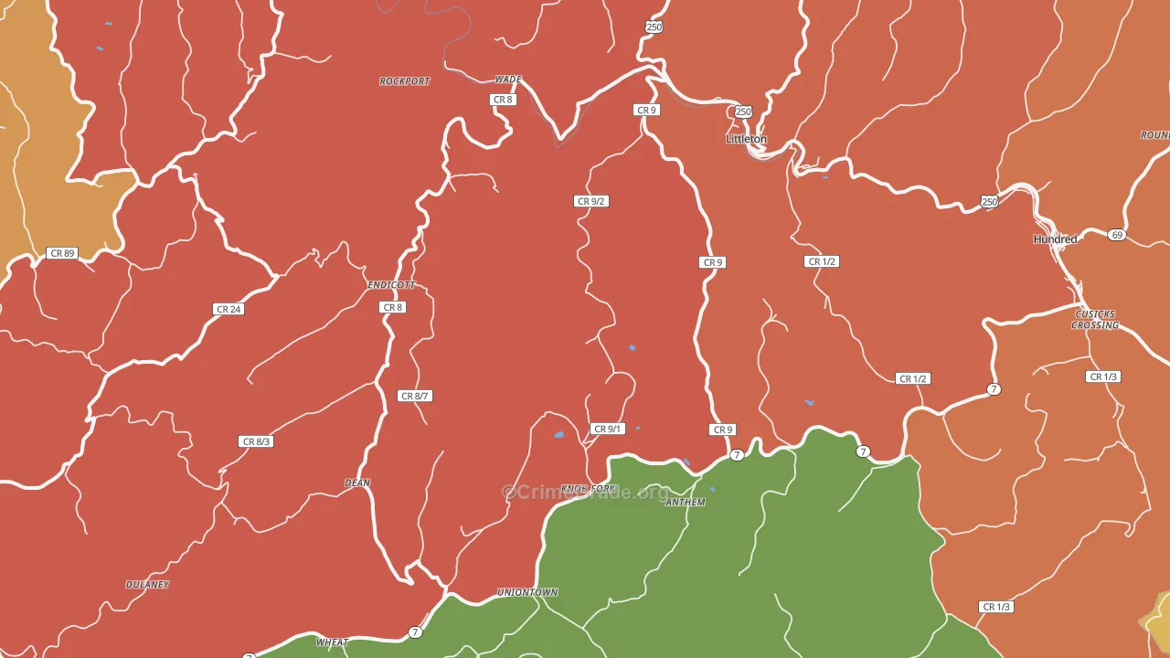Littleton, WV Map of Theft Rates