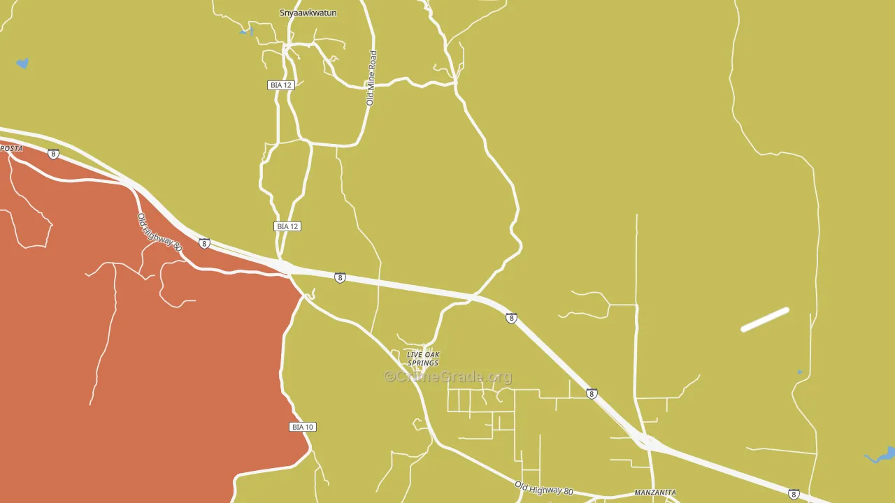 Live Oak Springs, CA Map of Theft Rates