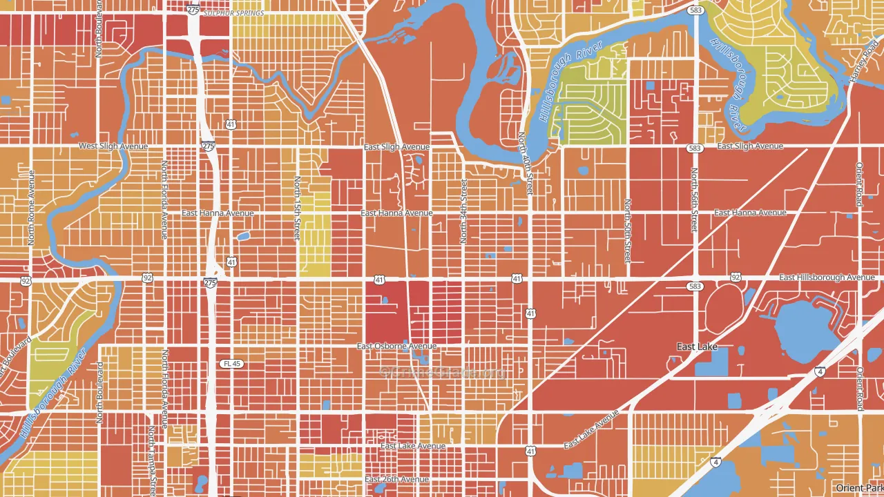 Live Oaks Square, Tampa, FL Map of Theft Rates