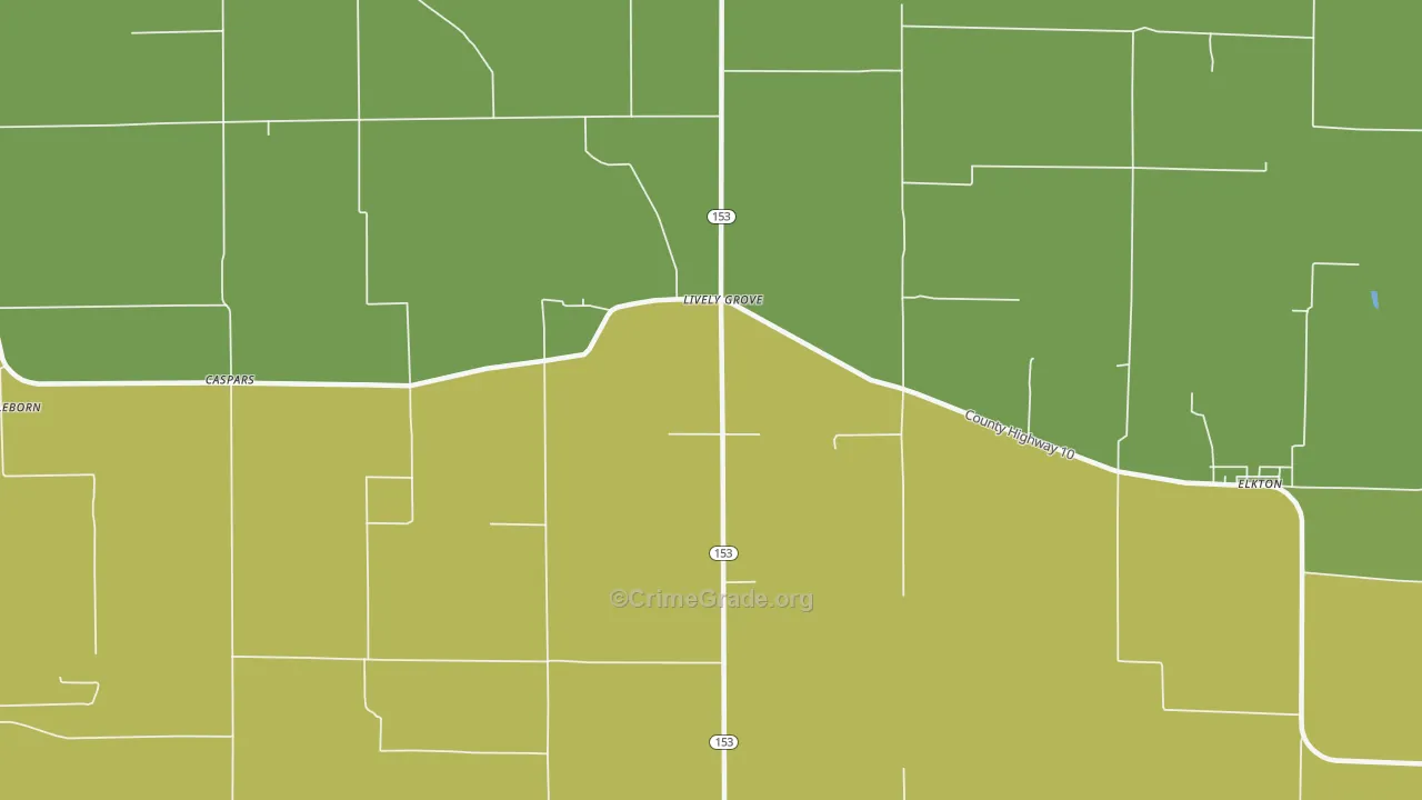 Lively Grove, IL Map of Theft Rates