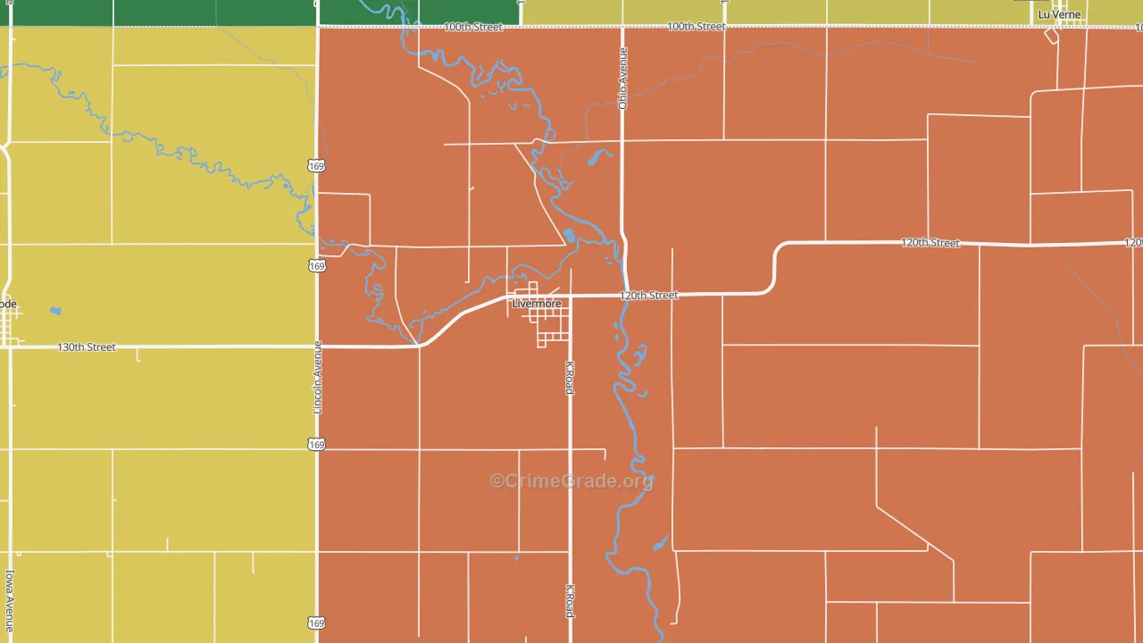 Livermore, IA Map of Theft Rates