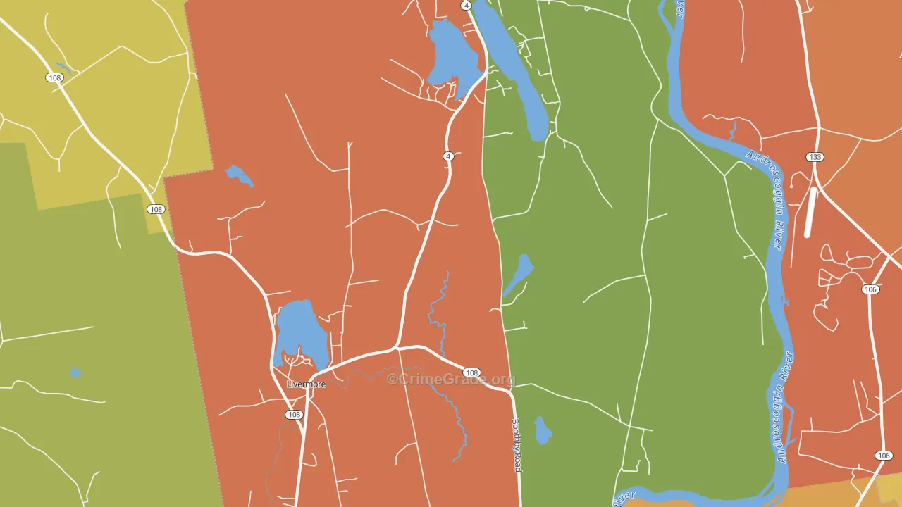 Livermore, ME Map of Theft Rates
