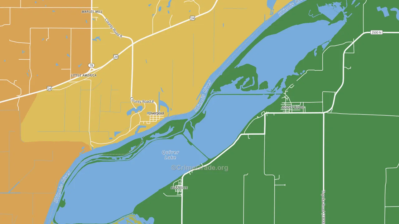 Liverpool, IL Map of Theft Rates