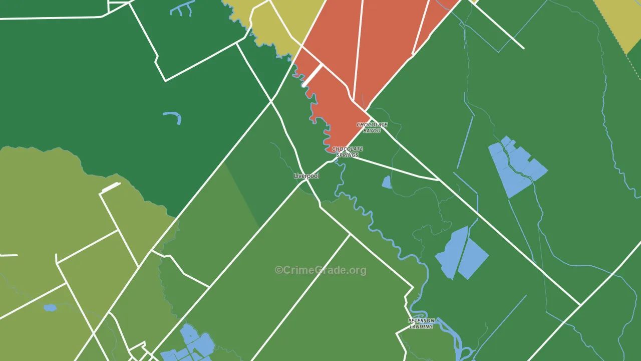 Liverpool, TX Map of Theft Rates