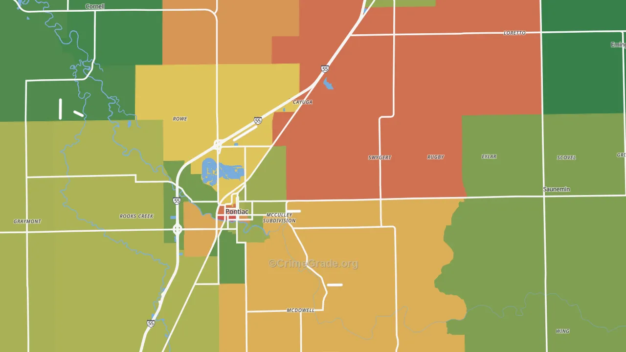 Livingston County, IL Map of Theft Rates