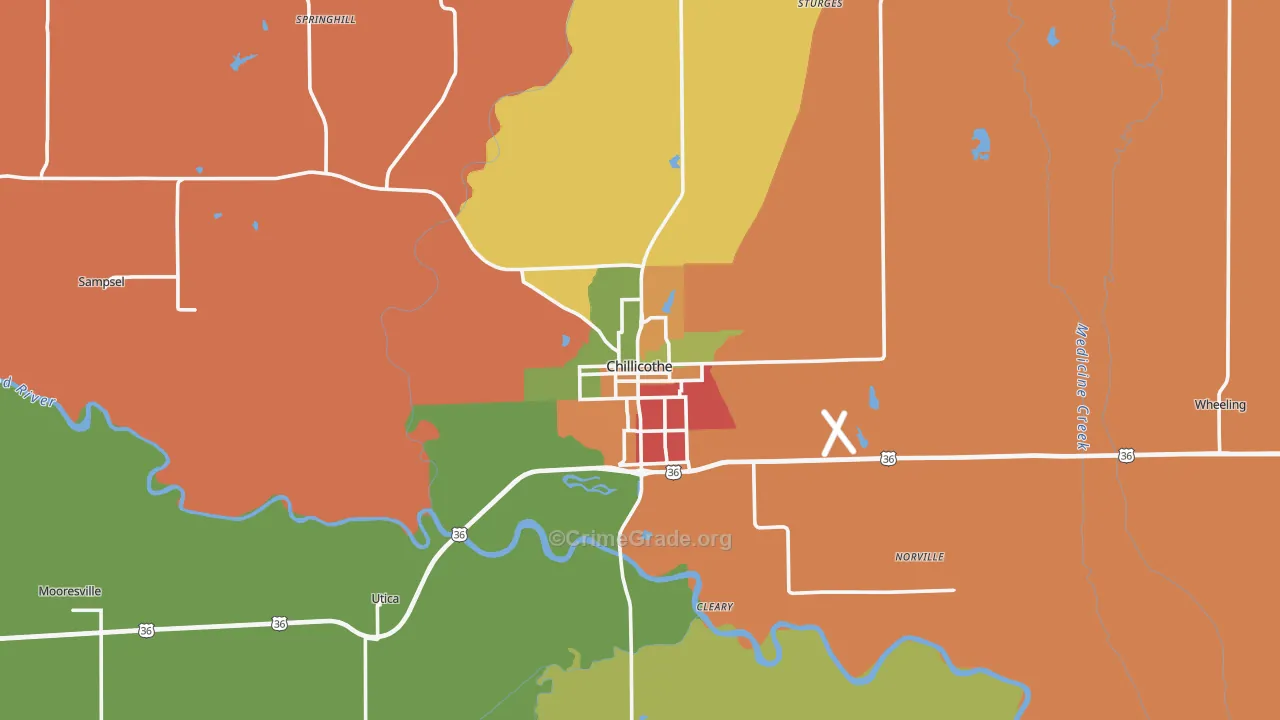 Livingston County, MO Map of Theft Rates