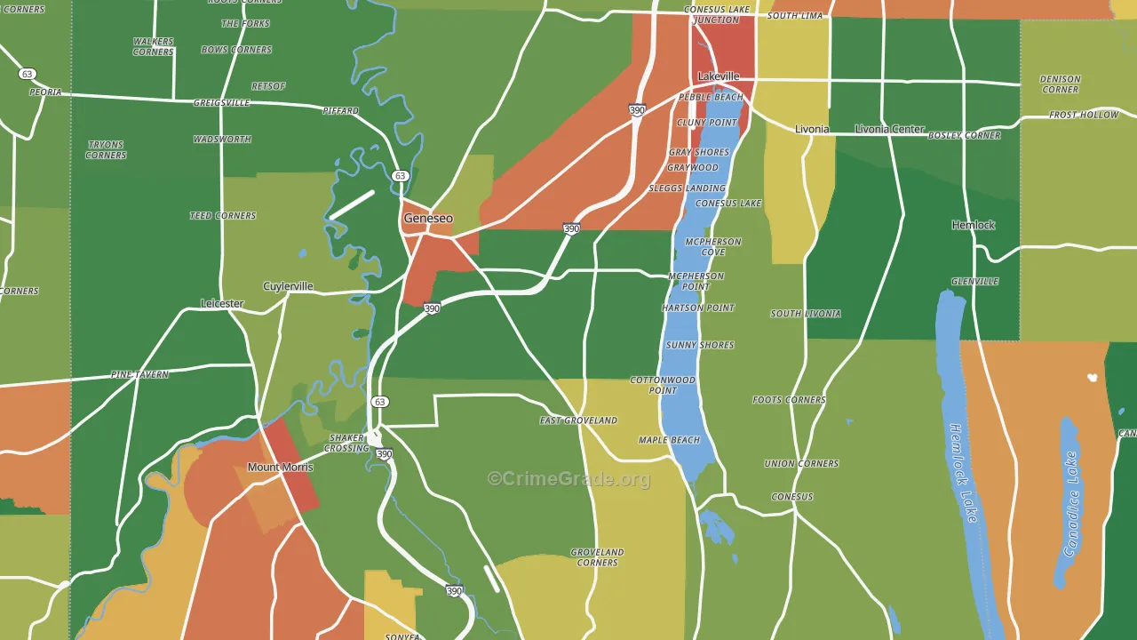 Livingston County, NY Map of Theft Rates