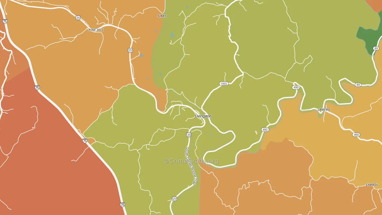 Livingston, KY Map of Theft Rates