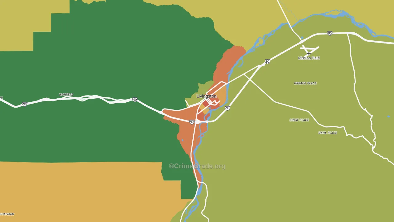 Livingston, MT Map of Theft Rates