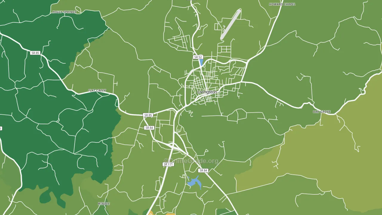Livingston, TN Map of Theft Rates