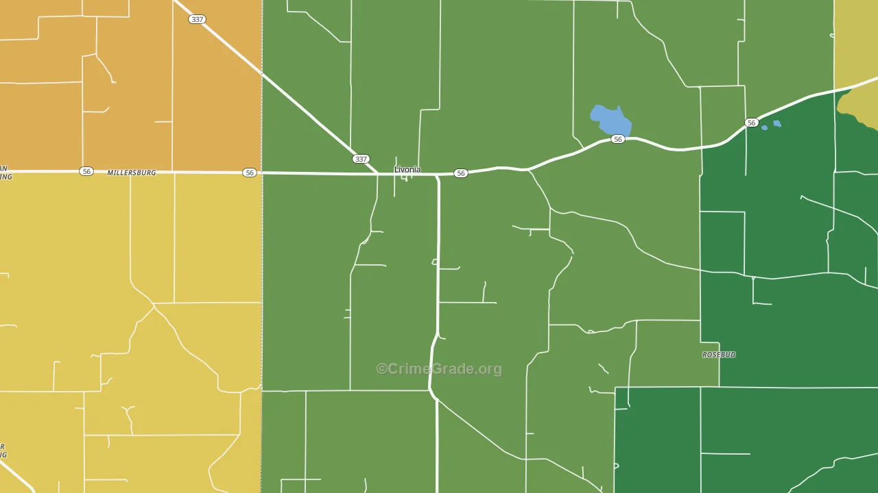 Livonia, IN Map of Theft Rates